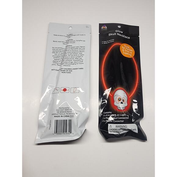 Glow Skull Necklace Easy to Activate Glows for Hours 2 Pack - Picture 2 of 2